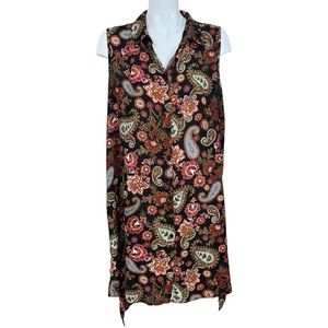 Spense Bohemian Floral Button Down Sleeveless High Low Tunic/Dress Size 1X